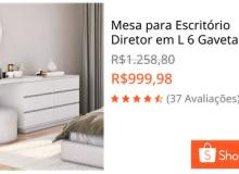 [Mesa para Escritório Diretor em L 6 Gavetas ]